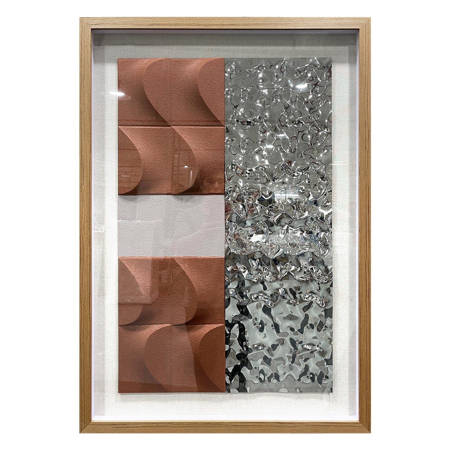 Modern 3D Abstract Wall Relief - Wood & Metal Fusion Statement Piece