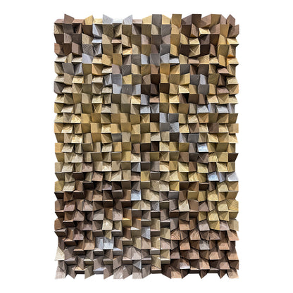Natural Wood Triangle Mosaic Art - 3D Geometric Wall Decor