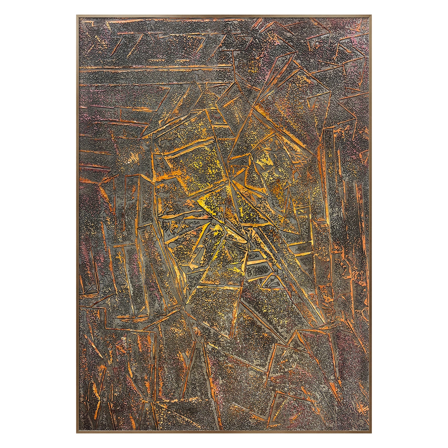 Textured Abstract Canvas Art with Dynamic Geometric Pattern