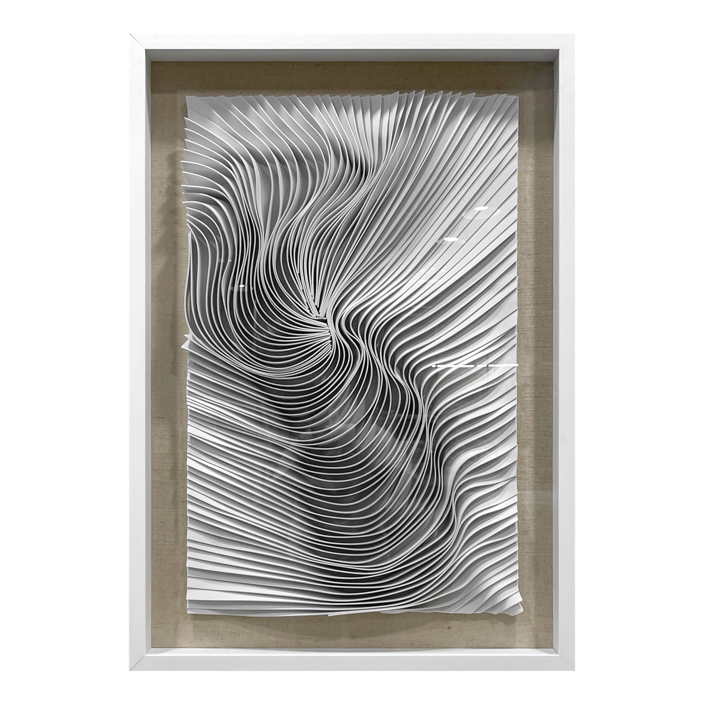 White Felt Wall Art Fluid Ripple Textile Hanging Artwork