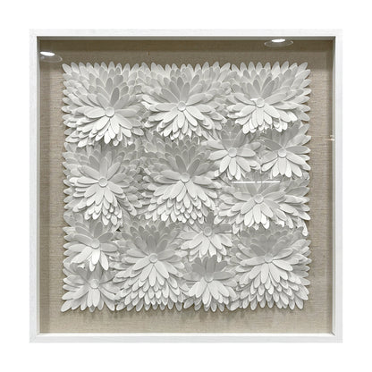 Abstract Layered 3D Floral Textured Framed Wall Decor