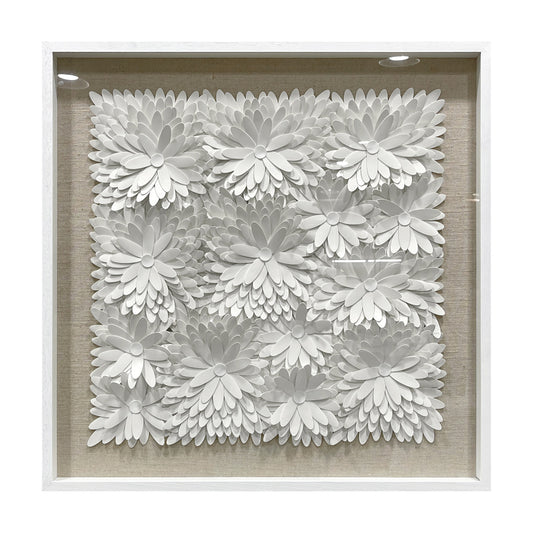 Abstract Layered 3D Floral Textured Framed Wall Decor