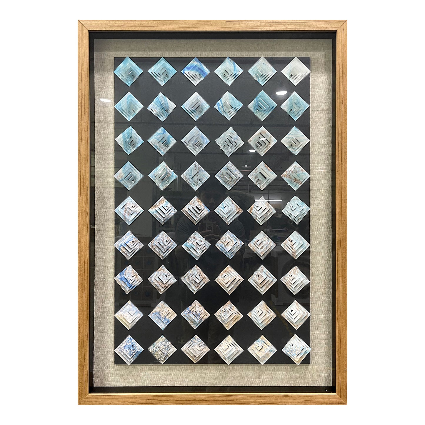 Abstract Iridescent Metal Patchwork Wall Art - Modern Relief