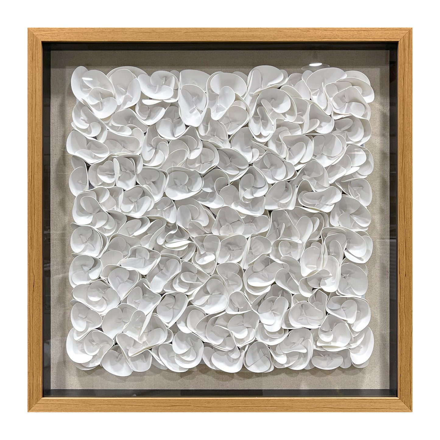 White Monochrome Leather Wall Sculpture - Luxury 3D Geometric Art