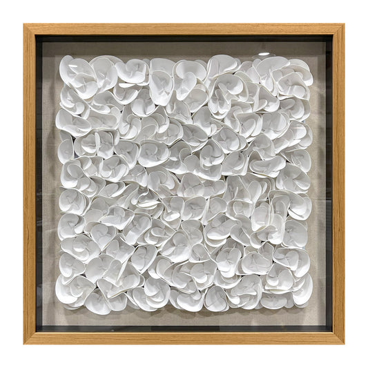 White Monochrome Leather Wall Sculpture - Luxury 3D Geometric Art