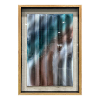 Contemporary Art Gallery Decor, 3D Vertical Wave Wood Sculpture with Color Gradient
