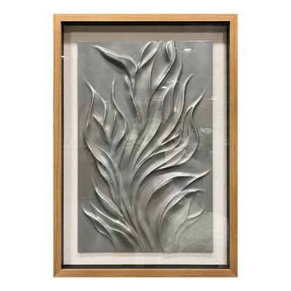 Minimalist Silver Flowing Sculpture, Wood Carving for Luxury Villa Interiors