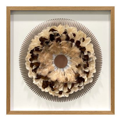 Boho Feather Wall Art - Radial Wood Slats Layered Juju Decor