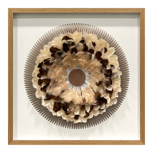Boho Feather Wall Art - Radial Wood Slats Layered Juju Decor