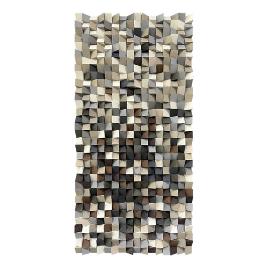 Modern style triangular wooden wall decoration. Artistic decoration for the living room. Eco-friendly wood three-dimensional artwork