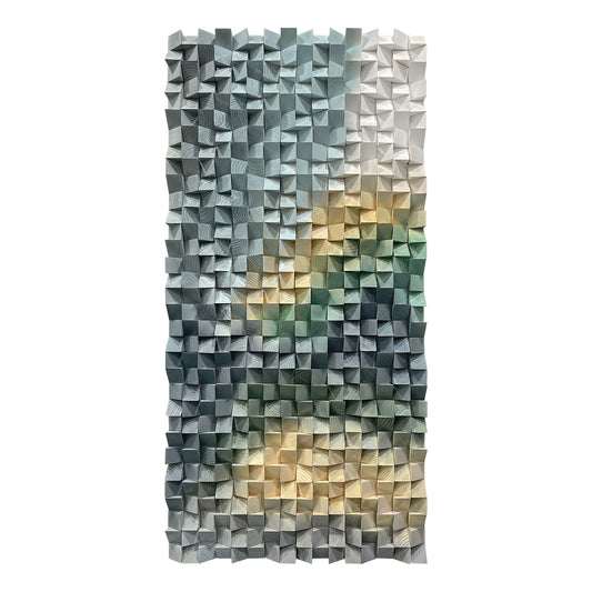 Large triangular wooden block art wall decoration, living room bedroom artistic sense, hanging wall art, home space eye-catching decoration