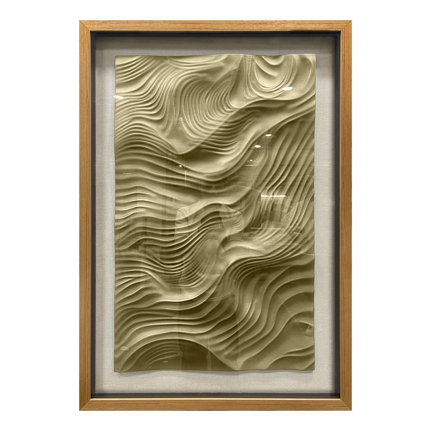 Gallery Worthy 3D Wave Art, Hand Carved Wood in Tempered Glass Frame