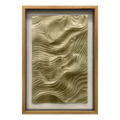 Gallery Worthy 3D Wave Art, Hand Carved Wood in Tempered Glass Frame