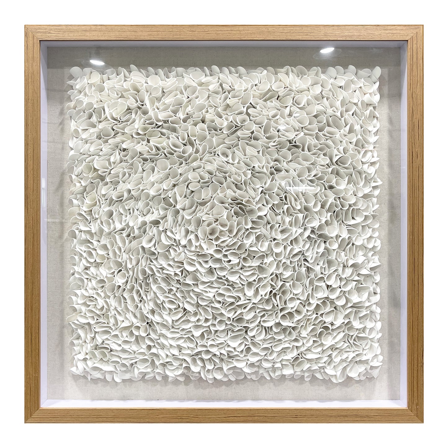 Pure White Textured Wall Art, 3D Faux Leather Sculpture for Commercial Spaces