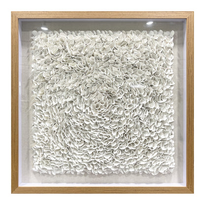 Pure White Textured Wall Art, 3D Faux Leather Sculpture for Commercial Spaces