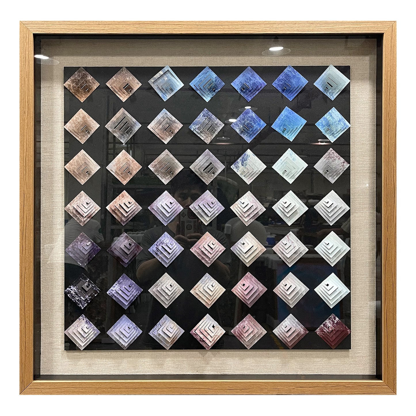 3D Pyramid Metal Matrix Wall Art - Geometric Luxury Sculpture