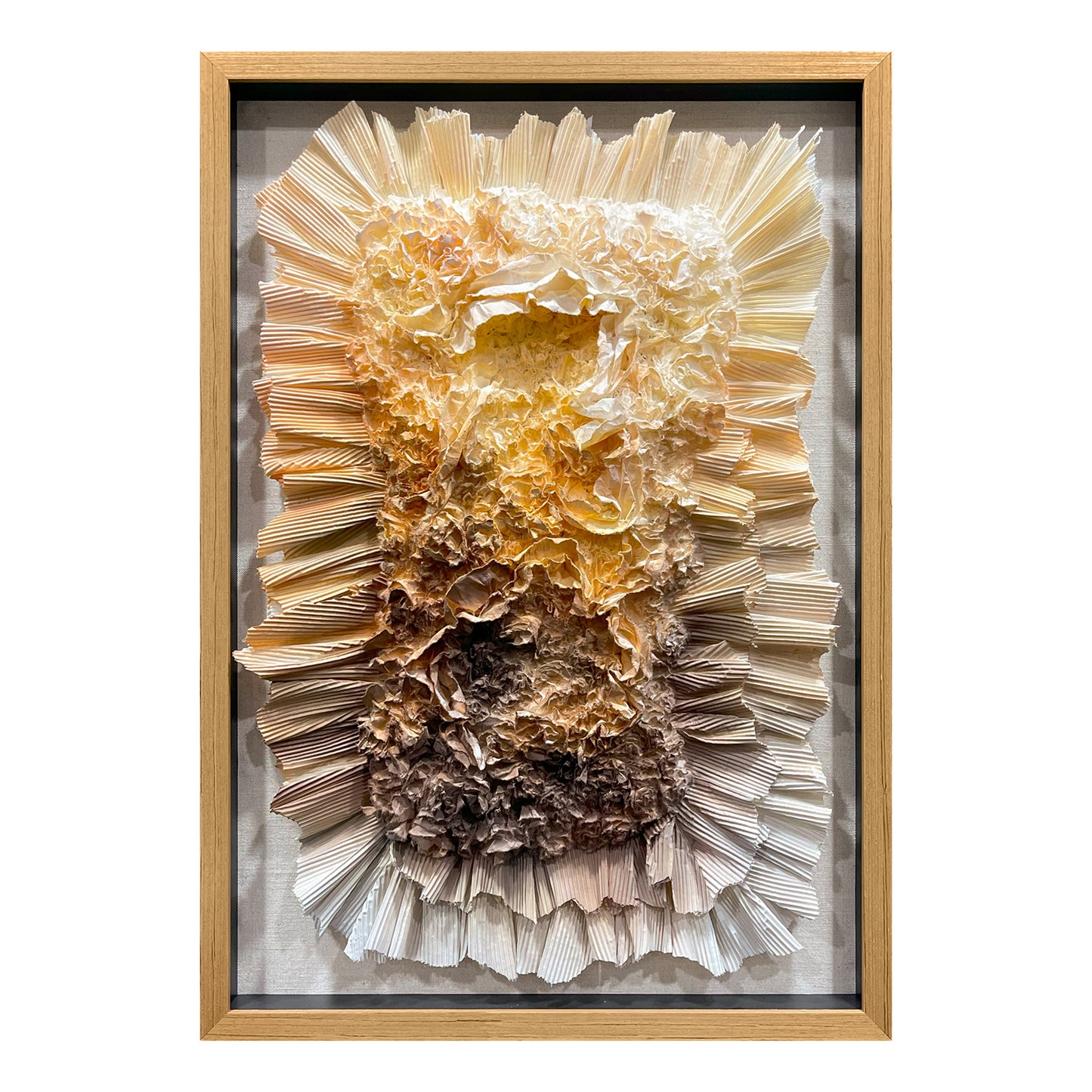 3D Abstract Paper Bloom Wall Sculpture - Fiery Amber Geode Art