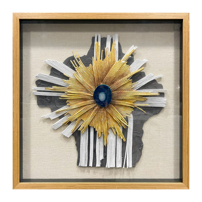 Abstract Mixed Media Framed Wall Art - 3D Geometric Relief