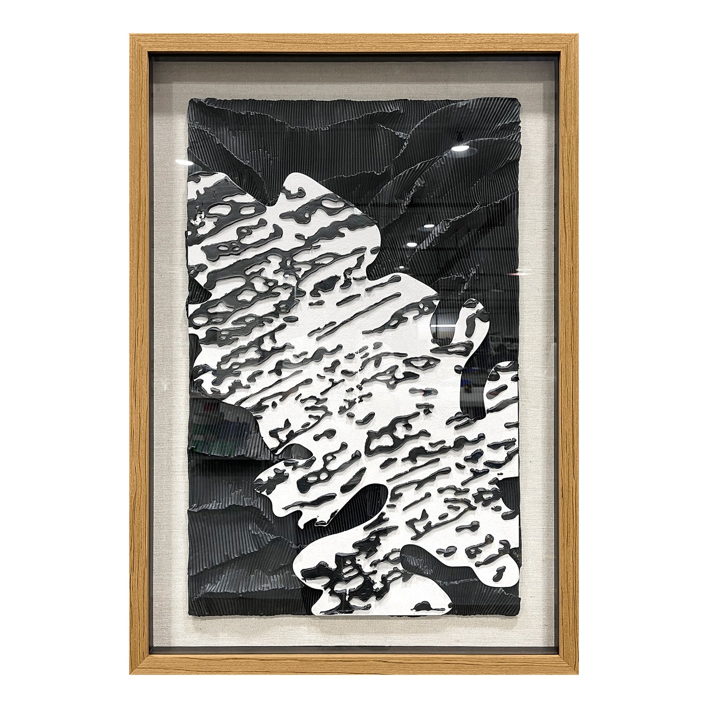 Minimalist Abstract Black and White Art, Flowing Paper Sculpture for Villa Interiors