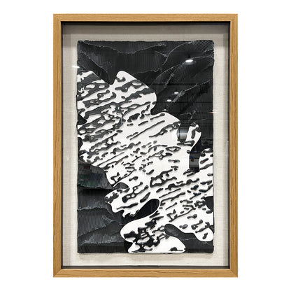 Minimalist Abstract Black and White Art, Flowing Paper Sculpture for Villa Interiors