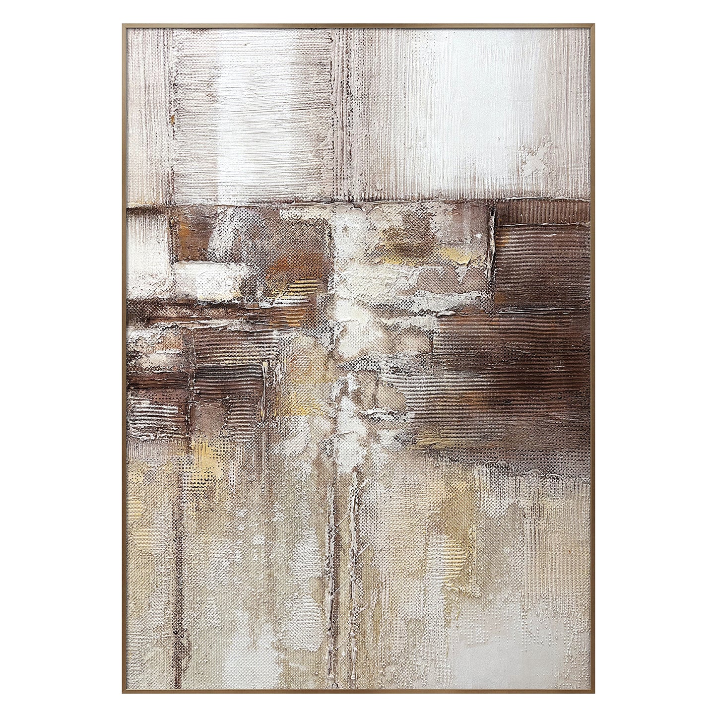 Large Abstract Canvas Art with Earth Tone Texture