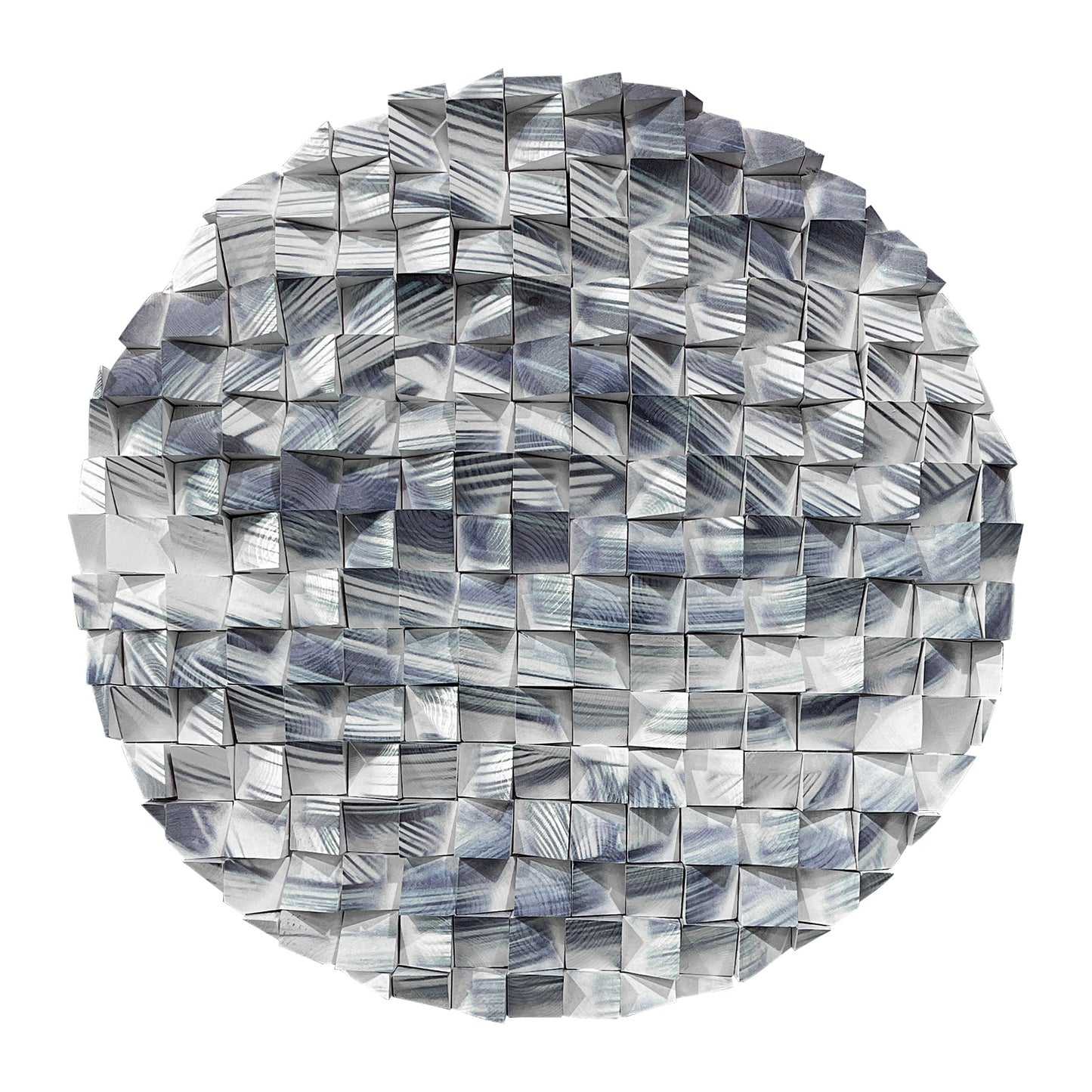 Blue Line Round Wood Wall Art, white backdrop, modern minimalist style, ideal for office wall decor.