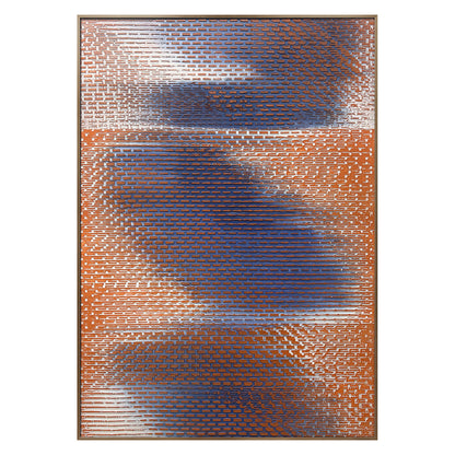 Modern Geometric Textured Wall Art in Blue and Orange