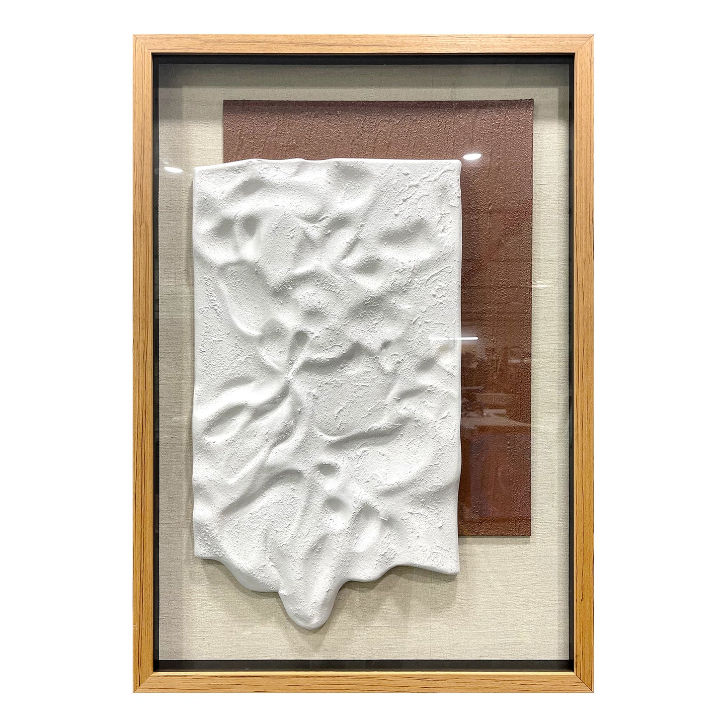 Decorative Relief Wall Panel – Wood Frame with Tempered Glass Surface