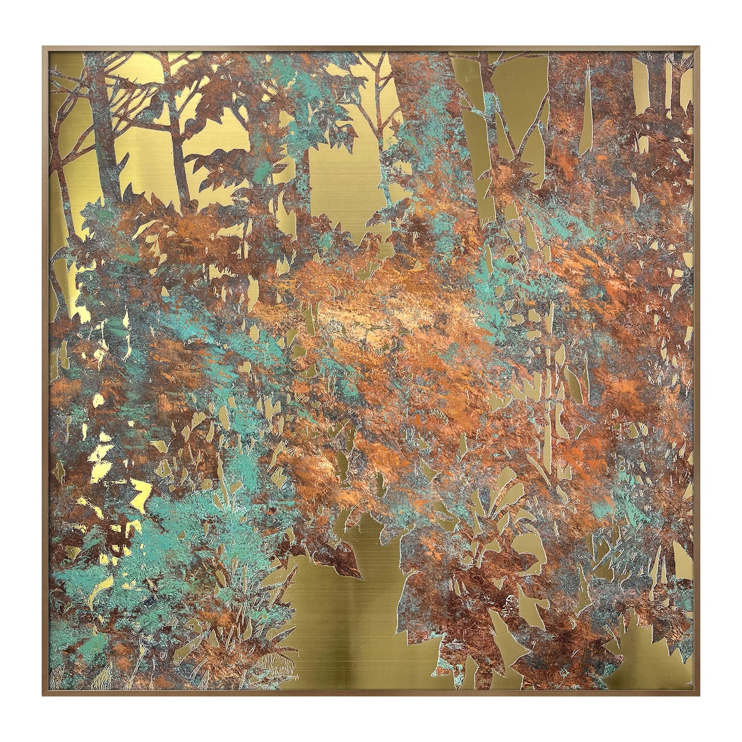 Modern Luxury Textured Oil Painting with Metal Frame