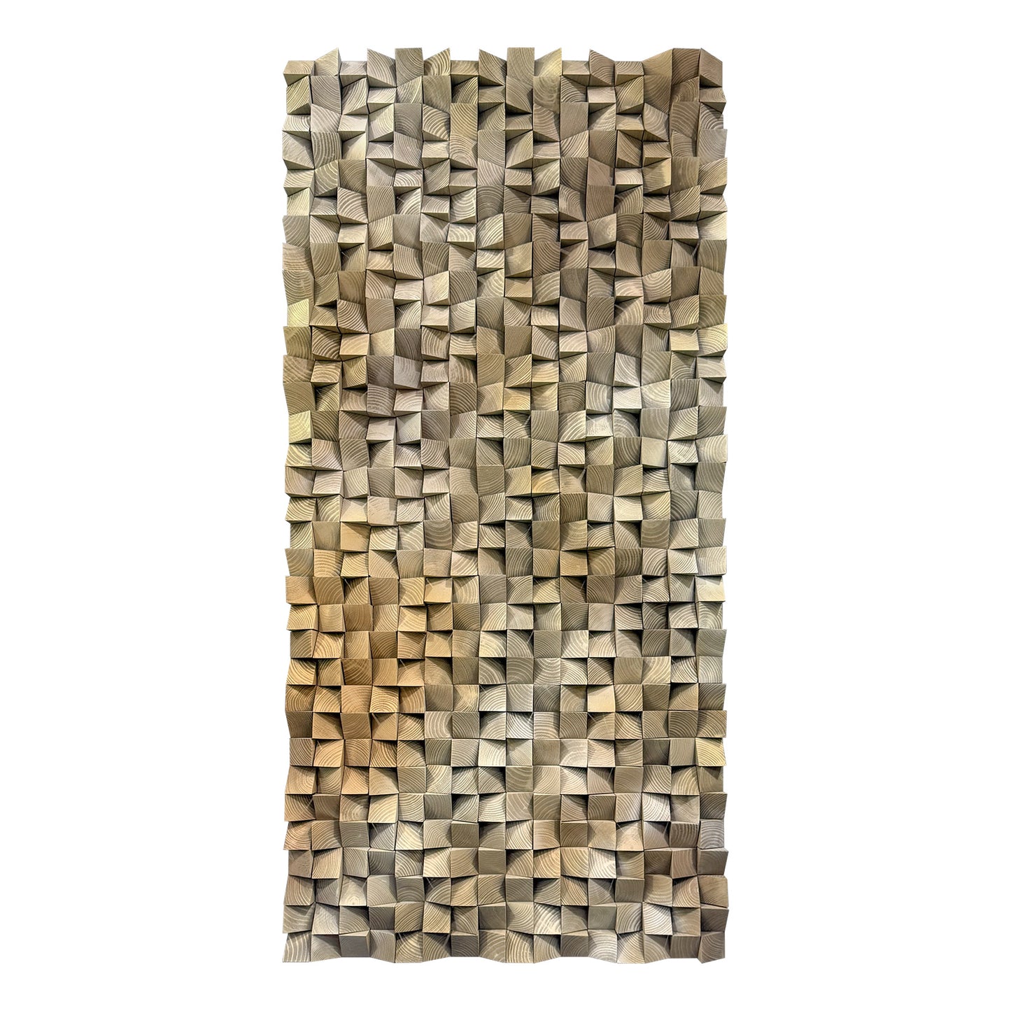 3D gradient wall art with geometric wooden blocks, textured solid wood decor ideal for living rooms, bedrooms and offices.