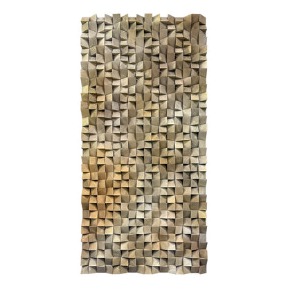 3D gradient wall art with geometric wooden blocks, textured solid wood decor ideal for living rooms, bedrooms and offices.