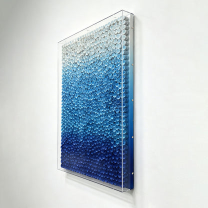 Blue Gradient Bloom Wood Flower Vertical Wall Decor