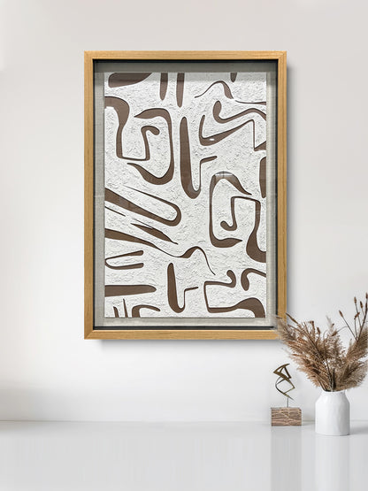 Modern abstract wooden carving decorative artwork, crafted from wood board with distinctive hollowed-out line details.