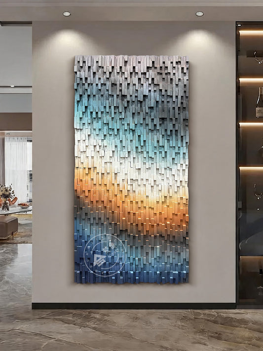 Abstract Gradient Wood Slat Sculpture Wall Decor