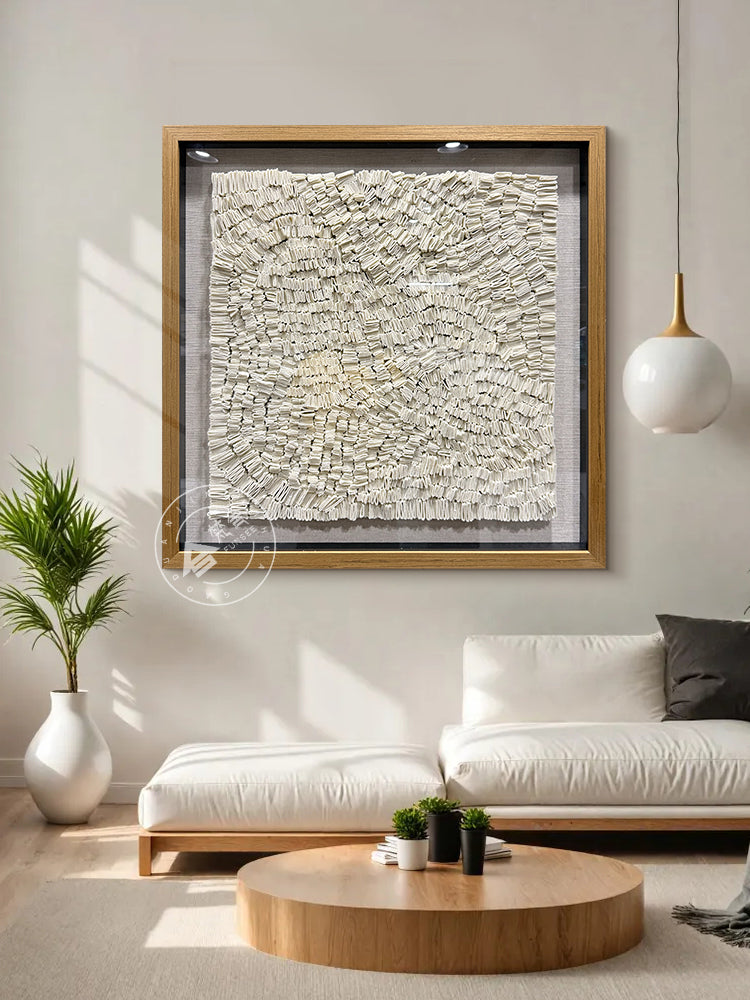 Abstract Cream Felt Textile Wall Sculpture
