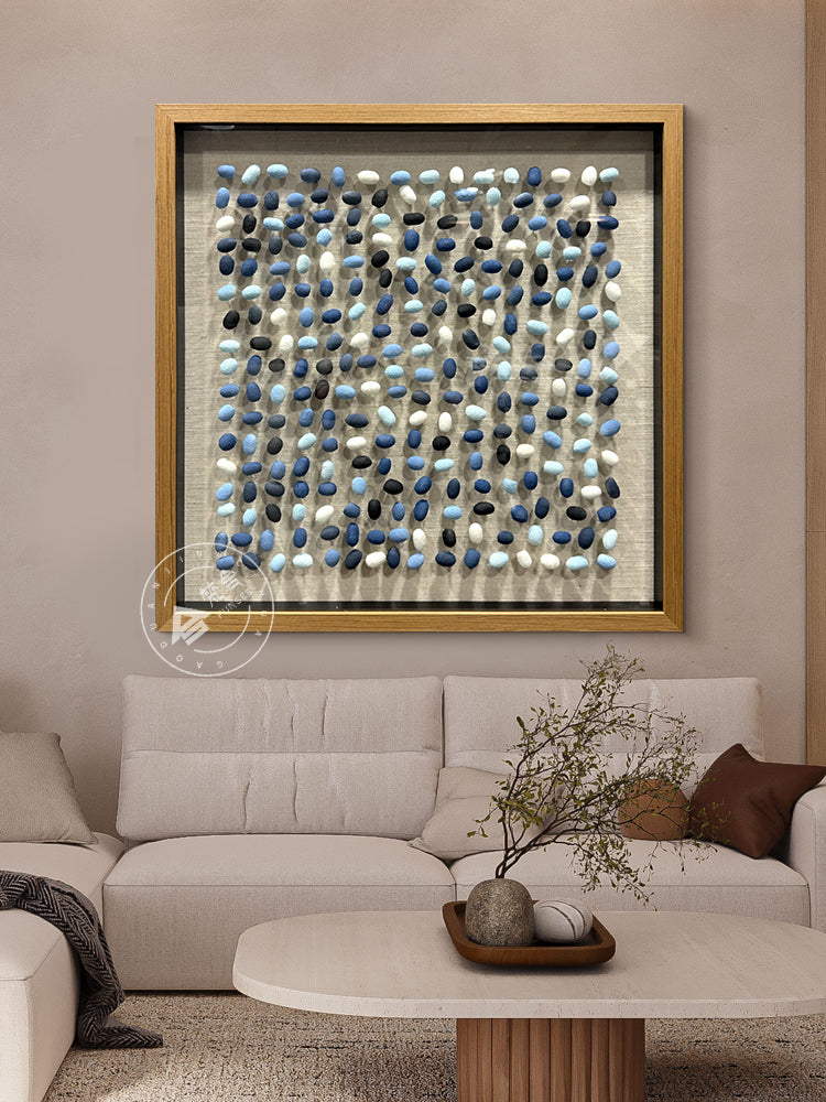 Blue Gradient Hand-Painted Cocoon Matrix 3D Wall Relief