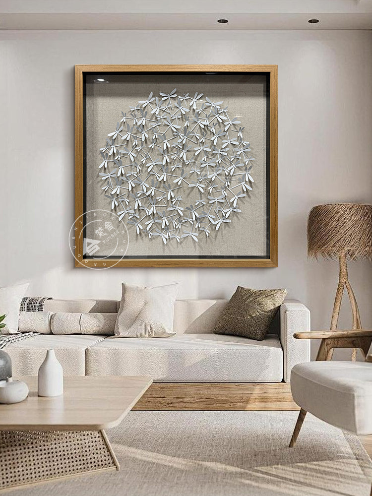 Matte White Dragonfly Aluminum Matrix Wall Statement Piece