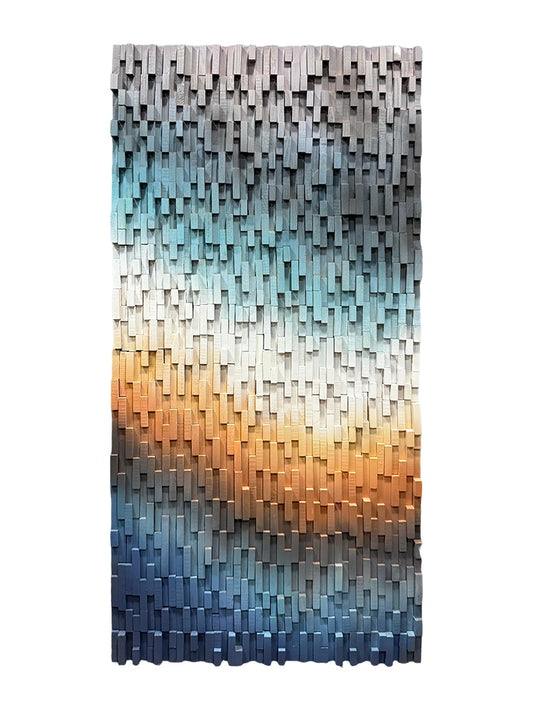 Abstract Gradient Wood Slat Sculpture Wall Decor