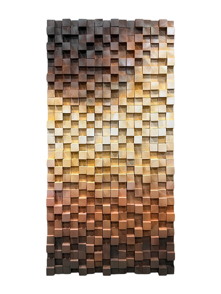 Abstract Gradient Cubic Wood Sculpture Wall Decor