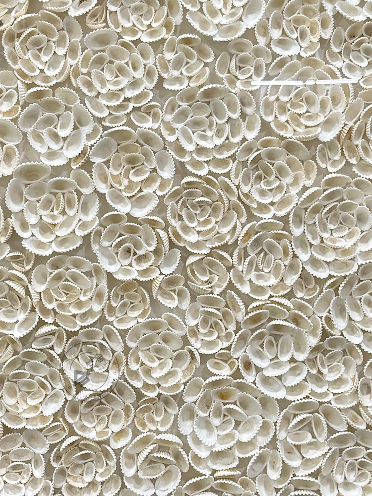 Round White Seashell Floral Textured Wall Sculpture