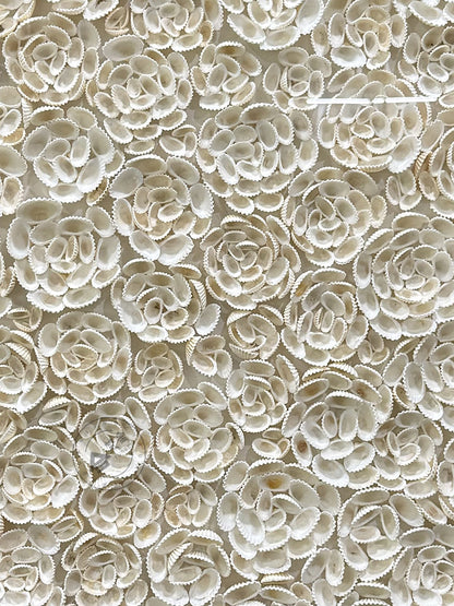 Round White Seashell Floral Textured Wall Sculpture