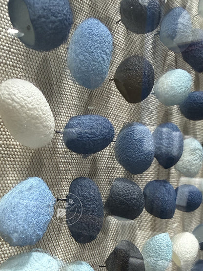 Blue Gradient Hand-Painted Cocoon Matrix 3D Wall Relief
