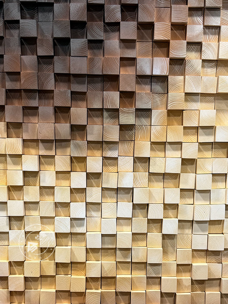 Abstract Gradient Cubic Wood Sculpture Wall Decor