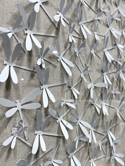 Matte White Dragonfly Aluminum Matrix Wall Statement Piece