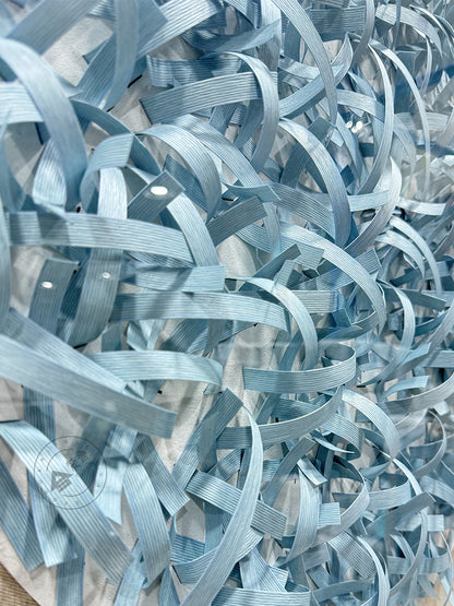 Circular Light Blue Woven Paper Rope Wall Sculpture