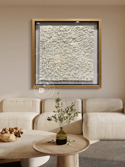 Abstract Cream Felt Textile Wall Sculpture