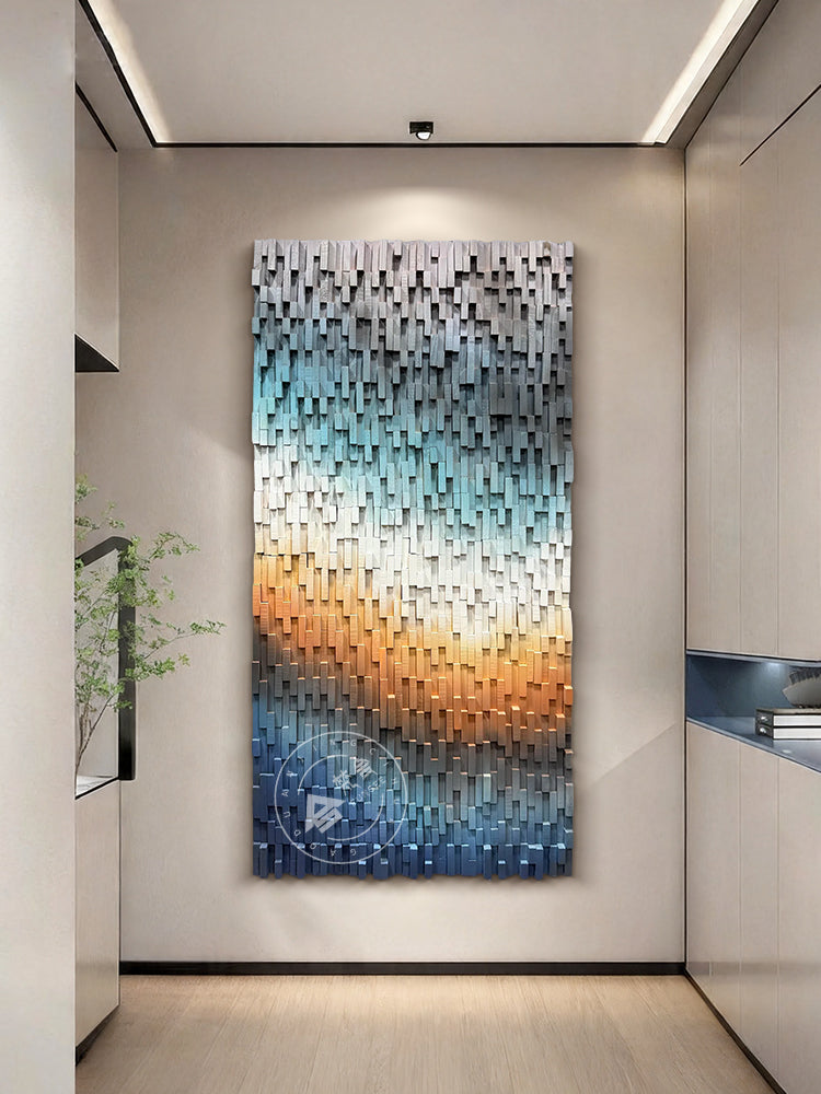 Abstract Gradient Wood Slat Sculpture Wall Decor