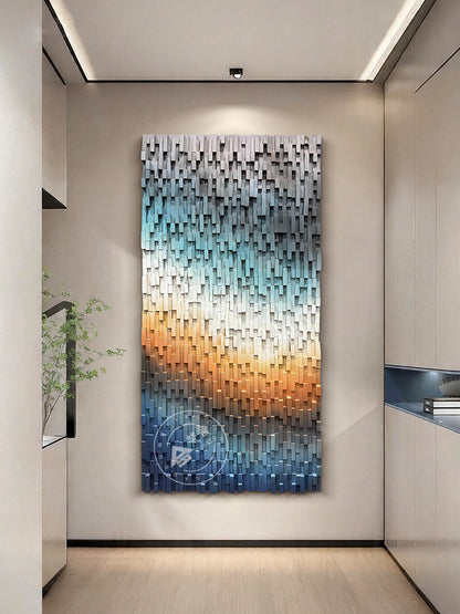 Abstract Gradient Wood Slat Sculpture Wall Decor