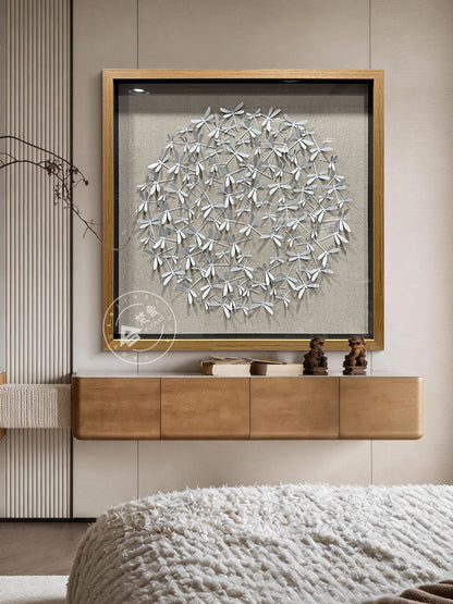 Matte White Dragonfly Aluminum Matrix Wall Statement Piece