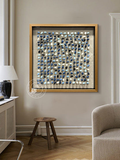 Blue Gradient Hand-Painted Cocoon Matrix 3D Wall Relief